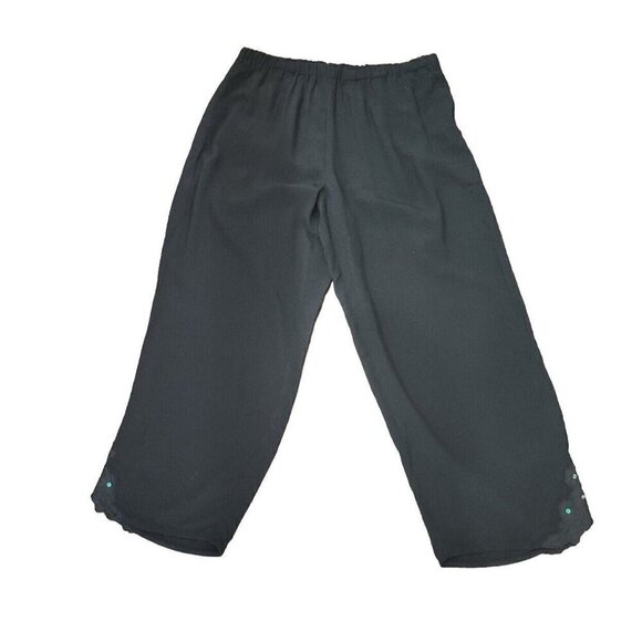 J. Jill Pants Capri Black Elastic Waist Straight Leg High Rise Women's Medium - Picture 1 of 6